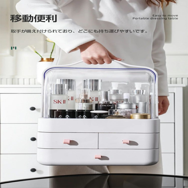 桌面收纳盒 化妆品置物架 小号 白色-11