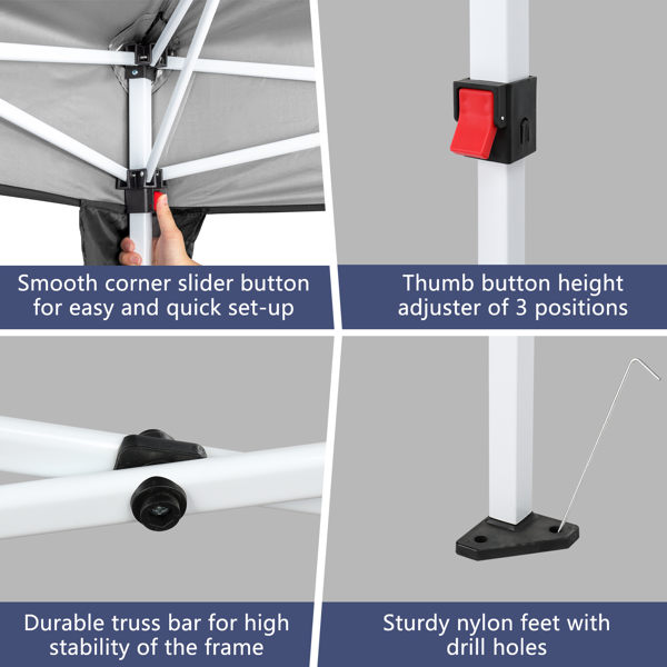 户外帐篷 折叠凉棚 3*6m 黑色 折叠篷带2门4窗 牛津布 喷塑铁管 收纳袋-4