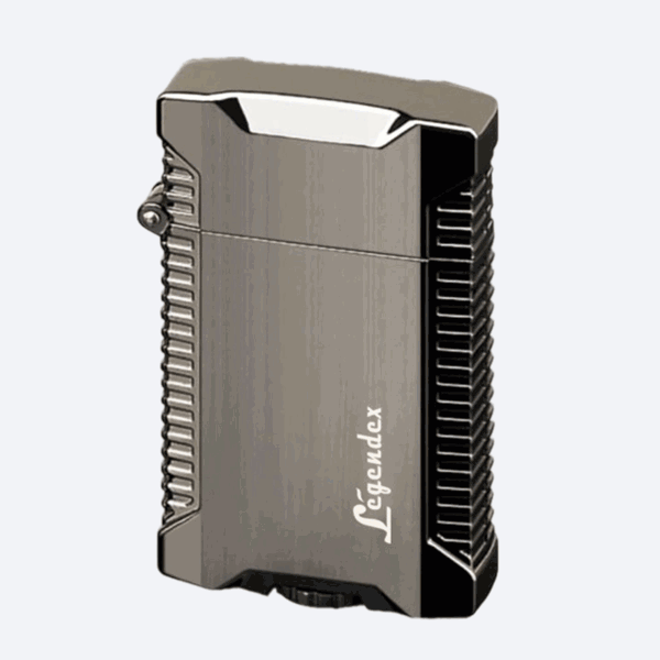 LEGENDEX®野餐者* 枪黑双直冲打火机用于雪茄香烟厨房户外可重复充气可调节火焰高度便携式-1
