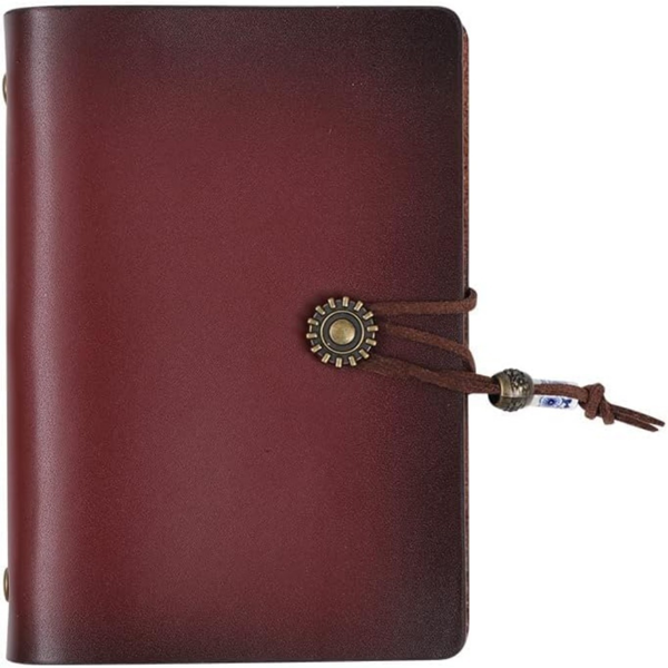 笔记本 A7小活页 红咖色 复古 二层牛皮-1