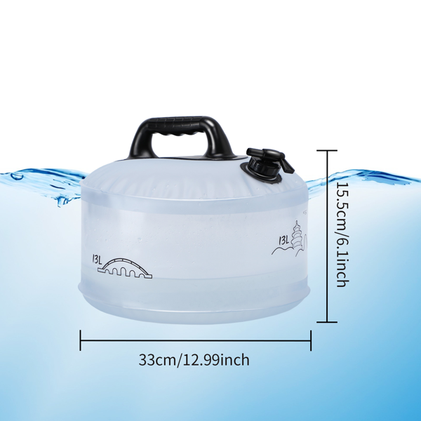 13L户外储水箱，户外露营，烧烤，远足，爬山，探险，便携式可折叠储水袋，干旱，家用应急大容量储水桶，房车旅行储水箱，体积小，节省空间-7