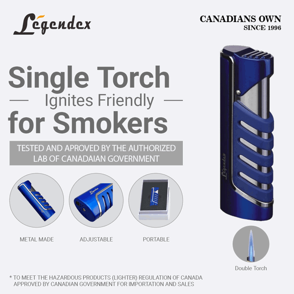 LEGENDEX®探索者* 电泳蓝单直冲打火机用于雪茄香烟厨房户外可重复充气可调节火焰高度便携式-2