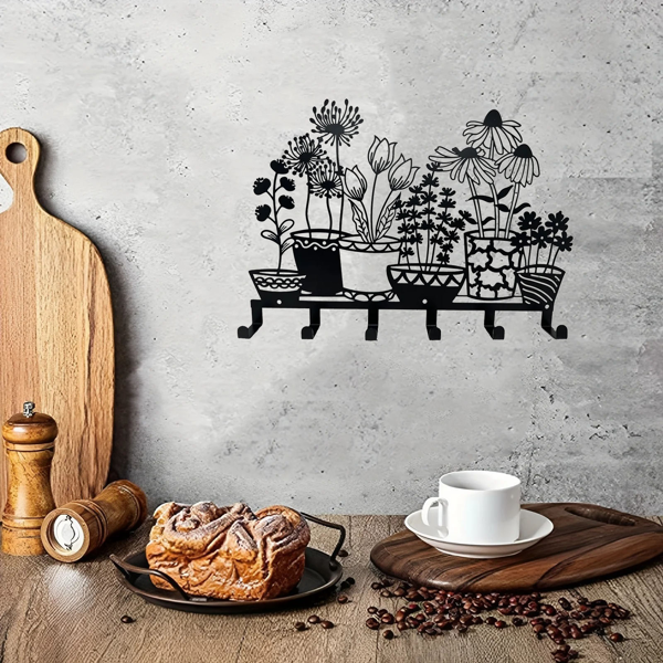 CIFbuy™ 六钩花瓶钥匙衣帽架 壁挂式家居收纳装饰（TikTok、temu下自提）-5