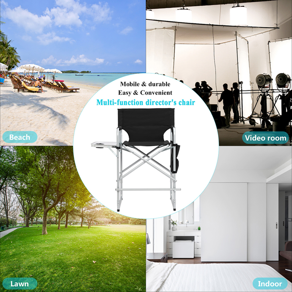 103*60*49cm 银白铁管 黑色布面 喷塑铁圆管 铁导演椅 120kg 无便携袋-22