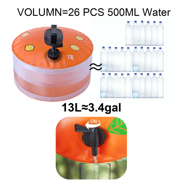 13L户外储水箱，户外露营，烧烤，远足，爬山，探险，便携式可折叠储水袋，干旱，家用应急大容量储水桶，房车旅行储水箱，体积小，节省空间-7