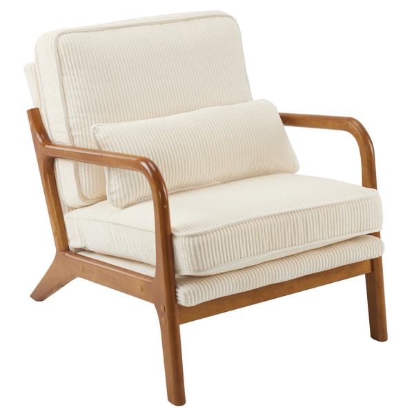 1pcs款 矮扶手椅 65*80*78cm 条绒 米白色 室内休闲椅-1