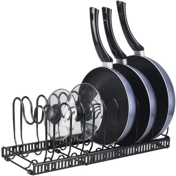厨房锅盖架 伸缩 铁艺 7线 黑色-1