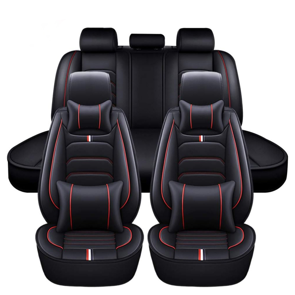 5座通用汽车座椅套，高级防滑设计，为汽车、卡车、SUV提供全覆盖保护，包括头枕-8
