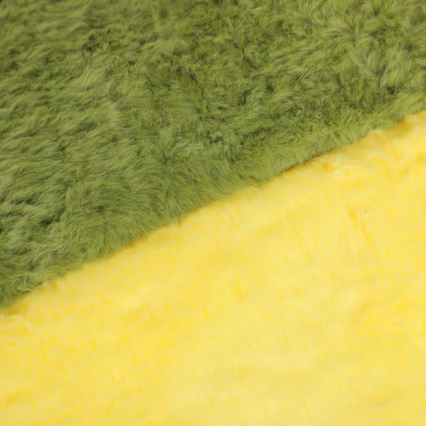 超大豆袋椅、填充海绵丝的多色人造毛皮沙发、客厅大沙发、无需组装、深绿色+黄色+绿色-12