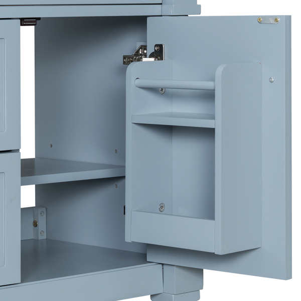 24英寸浴室柜，带水槽，灰蓝色独立式浴室柜，带翻盖抽屉、可调节搁板、实心橡胶木框架、中密度纤维板和金属把手-20