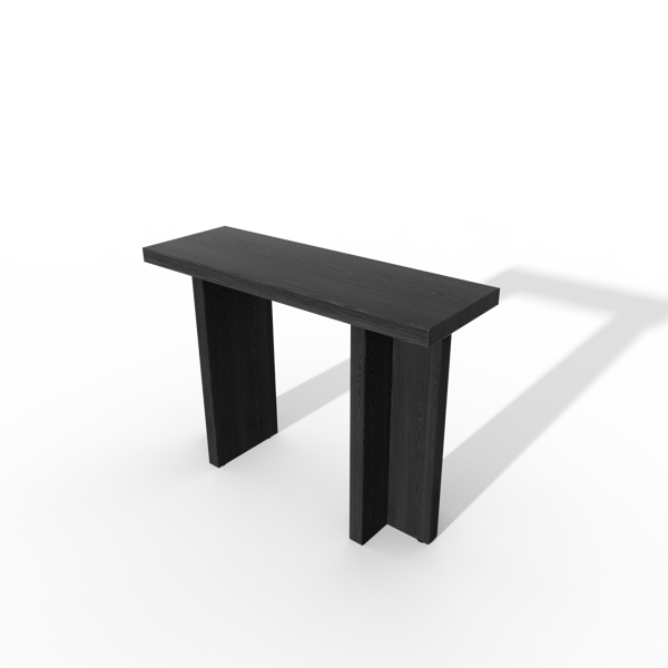 黑浮雕 T字腿 MDF 贴3D纸 106.5x35.5x75cm 玄关桌 50mm空心板-6