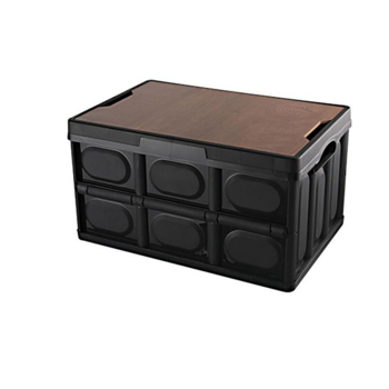 收纳箱 木盖款 大号55L 黑色 折叠