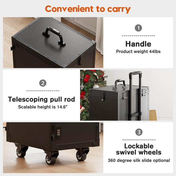 带轮移动美甲台，便携式美甲桌，折叠美甲桌配指甲油托盘及收纳空间，旅行美甲箱配可拆卸可调高工作台-4