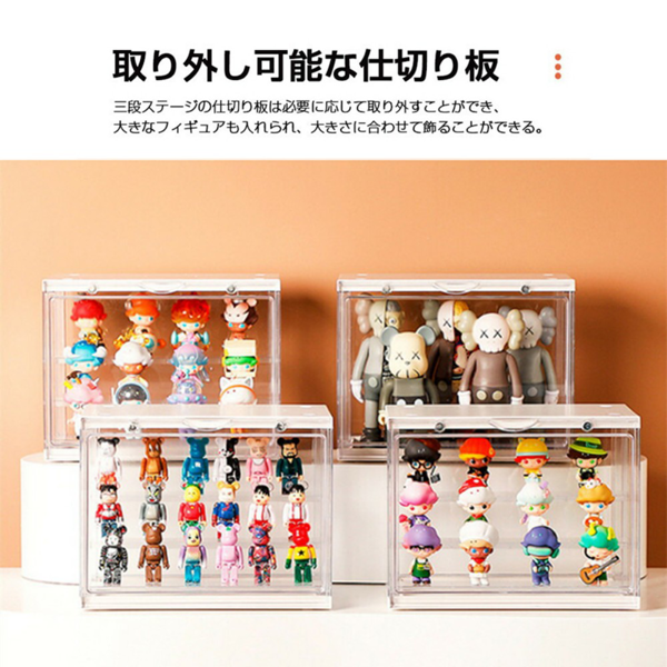 手办收纳盒 2个装 亚克力 透明 大三层（白色）-7