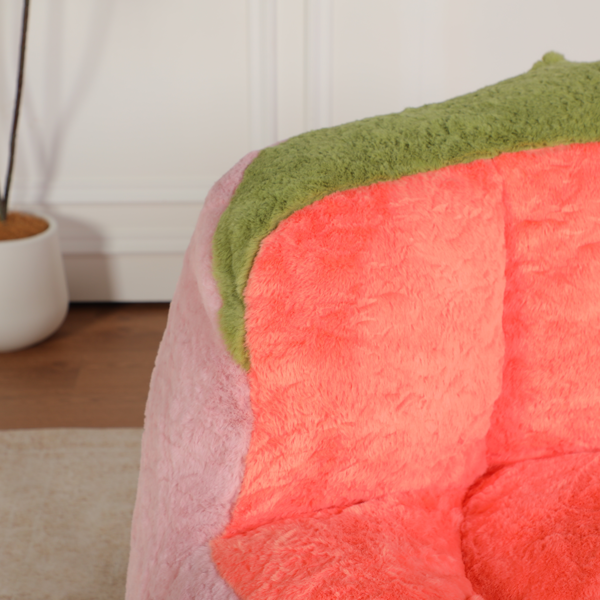 超大豆袋椅、填充海绵丝的多色人造毛皮沙发、客厅大沙发、无需组装、粉色+橙色+绿色-9