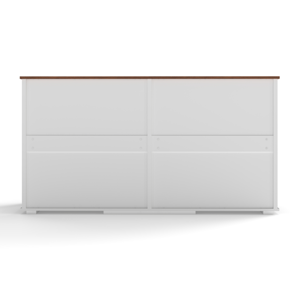 63英寸大型双狗笼家具，木制狗舍，带2个抽屉、隔板和推拉门，防水室内宠物家具风格双狗笼-2