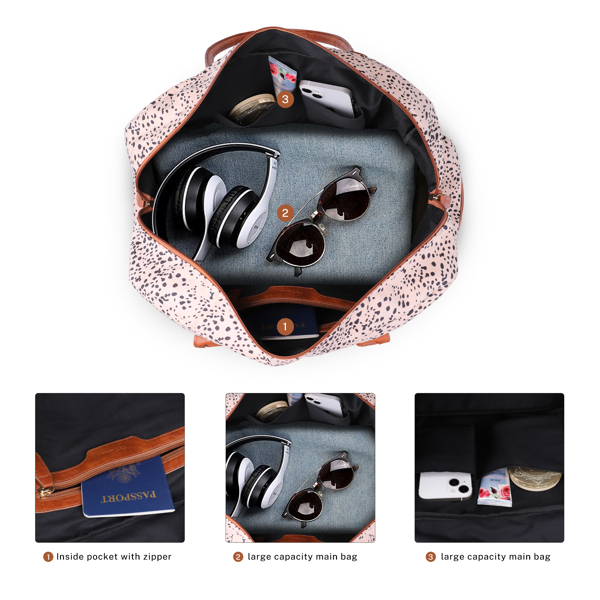 帆布周末旅行袋，过夜旅行登机行李袋，含鞋袋及洗漱包-4