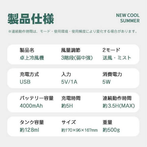 小风扇 白色 桌面加湿冷风机-2