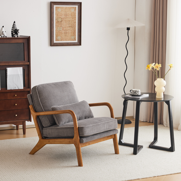 1pcs款 矮扶手椅 65*80*78cm 条绒 浅灰色 室内休闲椅-30