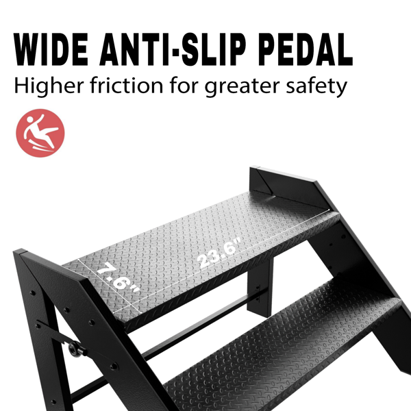 可折叠阶梯凳，2 阶折叠式阶梯，带防滑脚垫的房车阶梯，最大承重 660 磅，适用于家庭、旅行拖车、露营车、移动房屋、水疗中心和门廊的热水浴缸阶梯（TEMU仅可自提）-3