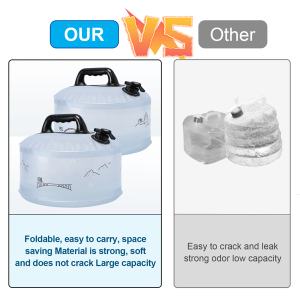 13L户外储水箱，户外露营，烧烤，远足，爬山，探险，便携式可折叠储水袋，干旱，家用应急大容量储水桶，房车旅行储水箱，体积小，节省空间-4