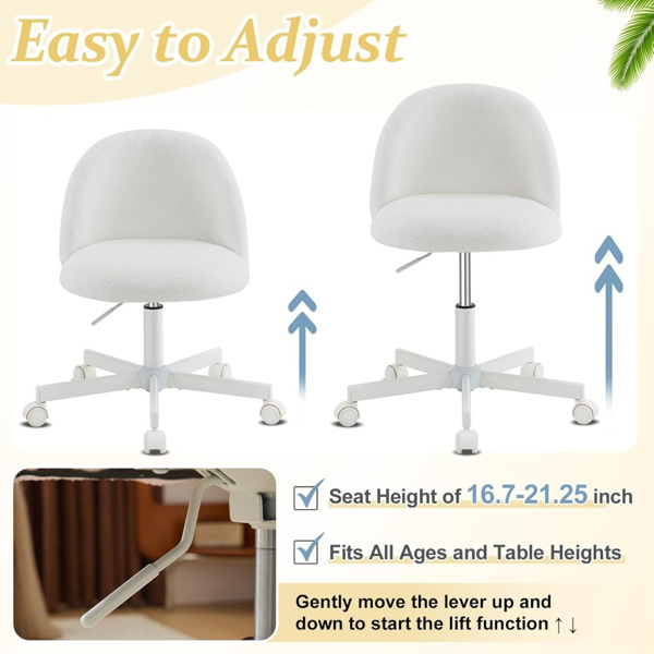 椅子 糖果转椅 泰迪绒 带轮子 白色-2