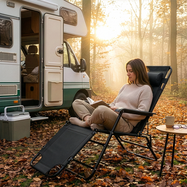 140*60*87cm 户外躺床 黑色铁管 黑色牛津布床面 130kg 可变躺床-12