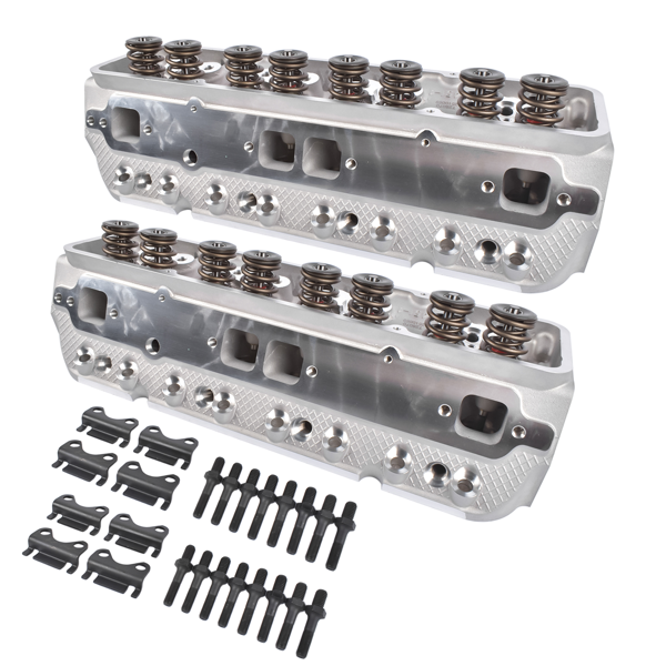 缸盖总成 2Pcs Complete Cylinder Heads 129006601 Fits for Small Block Chevy 350 190cc 64cc 2.02/1.60'' - Straight-2