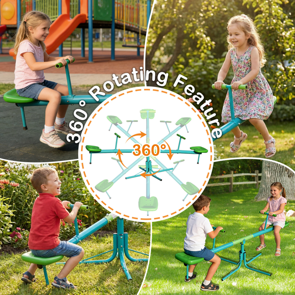 跷跷板，360度旋转幼儿坐和旋转跷跷板蹒跚，儿童户外游戏设备的后院操场-6