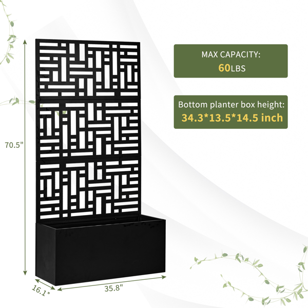 【同款编码：96402386】91.5*38*180CM 3层网格拆装式铁花架种植筐 黑色 铁种植-10