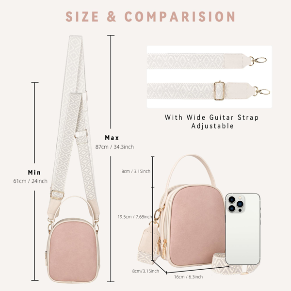 女士小号斜挎包，配手柄与可调节肩带-粉色-2