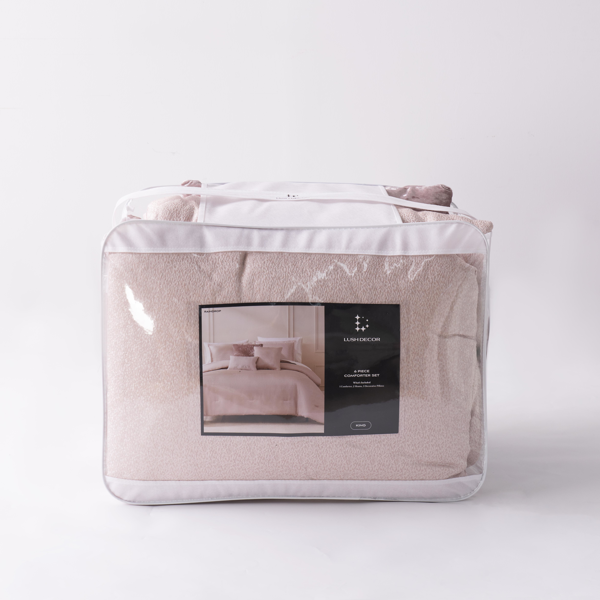 六件套山脉图案被子套装 - 粉色提花面料（发Amzon\FedEx物流，TK&TEMU仅支持自提）-7