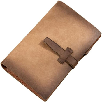 二层牛皮活页本可拆卸A5记事本 浅棕色