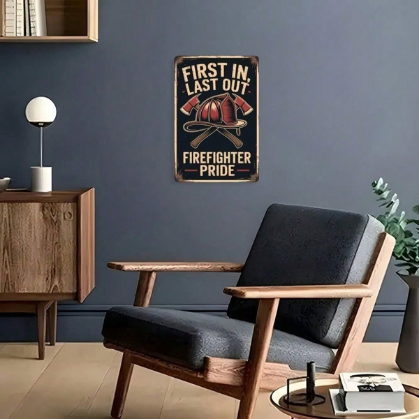CIFbuy8x12 英寸 ( 20.3x30.5cm )复古风铝合金标牌Firefighter适用于家居、酒吧、车库（TikTok、temu下自提）-3