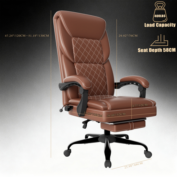 游戏椅，带充气腰托的办公椅，符合人体工学的舒适宽体电脑椅，配有脚凳和联动软扶手，高靠背3D包裹式坐垫-6