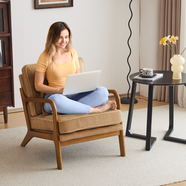 1pcs款 矮扶手椅 65*80*78cm 条绒 卡其色 室内休闲椅-21