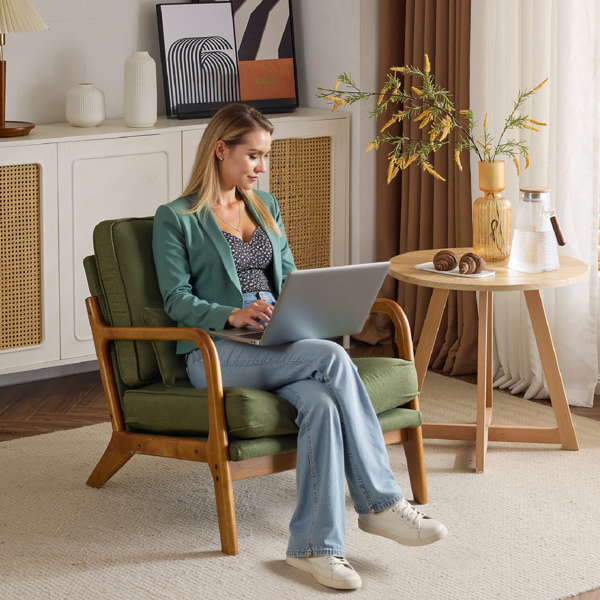 橡木扶手 单人休闲椅  室内休闲椅 橡木 软包 墨绿色 室内休闲椅 1pcs-28