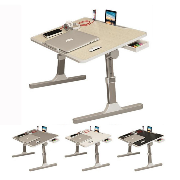 桌子 床上折叠桌 广东腿 原木色 卡槽+挡条+抽屉 可升降-6