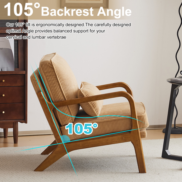 1pcs款 矮扶手椅 65*80*78cm 条绒 卡其色 室内休闲椅-32