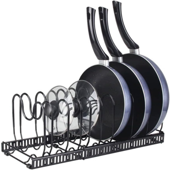 厨房锅盖架 伸缩 铁艺 7线 黑色