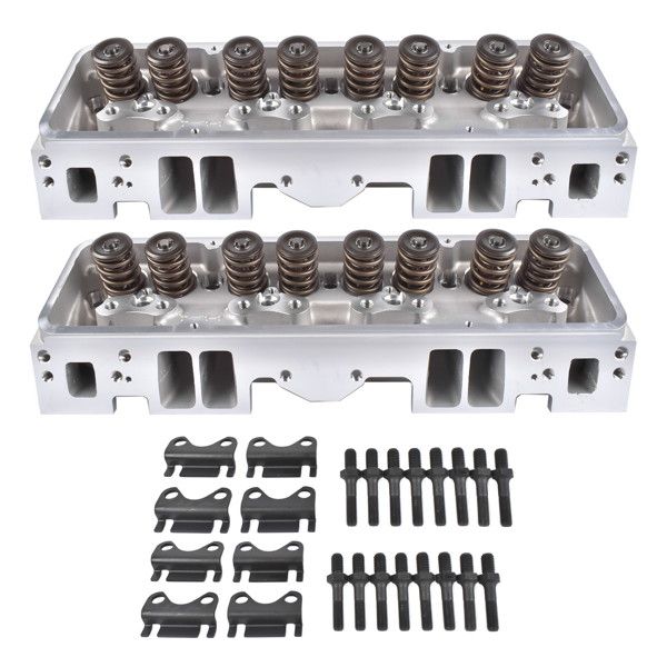 缸盖总成 2Pcs Complete Cylinder Heads 129006601 Fits for Small Block Chevy 350 190cc 64cc 2.02/1.60'' - Straight-1