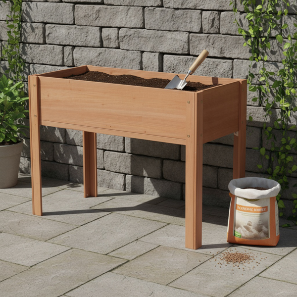 40x20x31英寸带支腿高架式花园种植箱，适用于户外种植花卉、水果、蔬菜和香草植物。-3