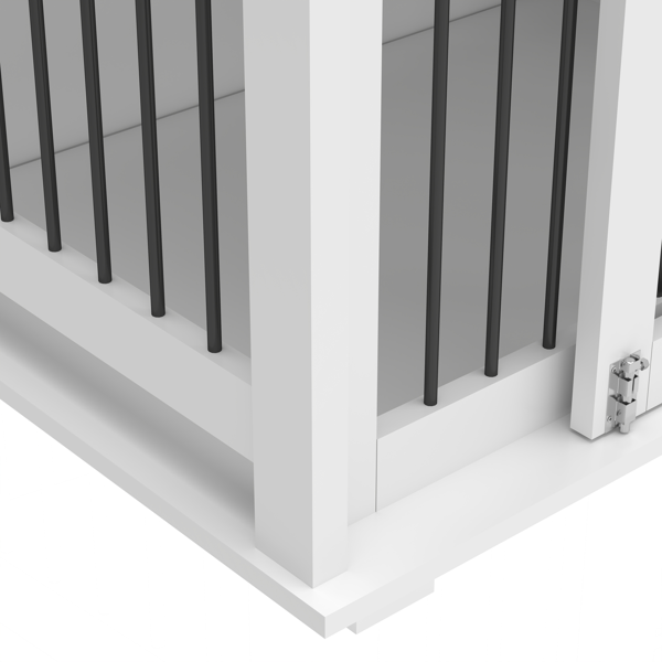 63英寸大型双狗笼家具，木制狗舍，带2个抽屉、隔板和推拉门，防水室内宠物家具风格双狗笼-4
