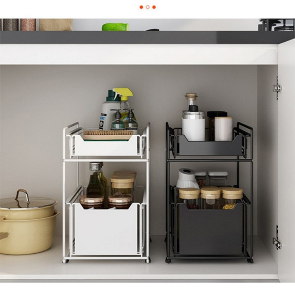 收纳架 双层抽屉式 黑色 大号-6