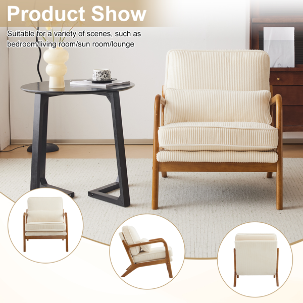 1pcs款 矮扶手椅 65*80*78cm 条绒 米白色 室内休闲椅-6