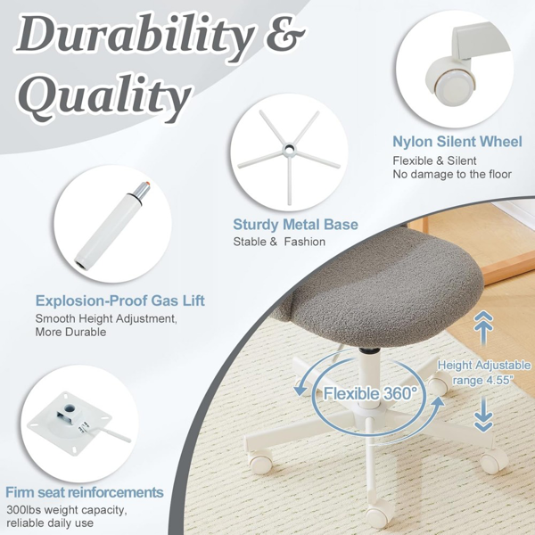 椅子 糖果转椅 泰迪绒 带轮子 灰色-3