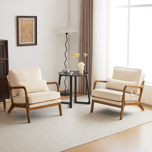 1pcs款 矮扶手椅 65*80*78cm 条绒 米白色 室内休闲椅-12