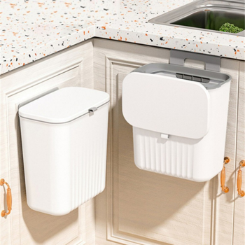 垃圾桶 带盖 壁挂式橱柜挂门 白色
