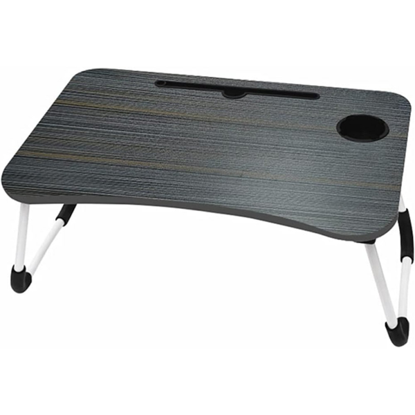 桌子 床上折叠桌 卡槽+杯托款 黑色-1