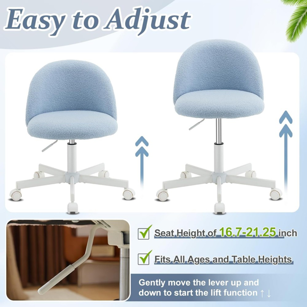 椅子 糖果转椅 泰迪绒 带轮子 浅蓝-2